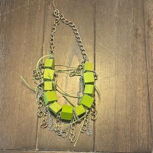 Chunky Green Necklace with Silver Accents